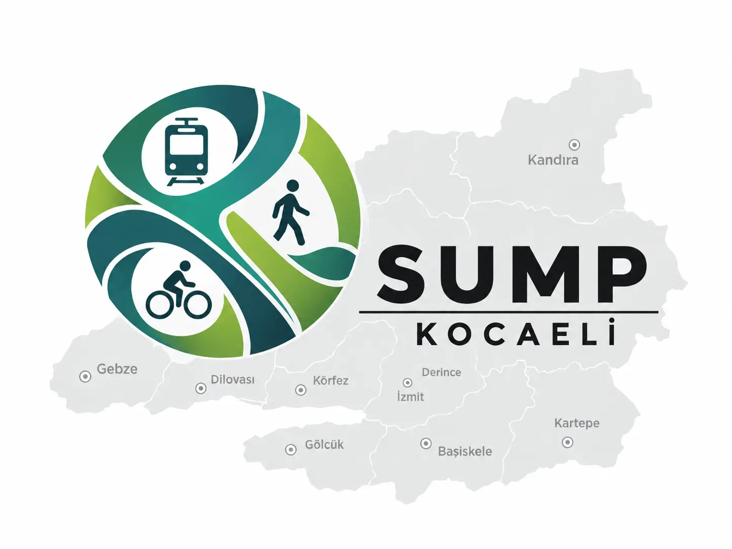 Kocaeli SUMP graphic with public transport, walking and cycling symbols